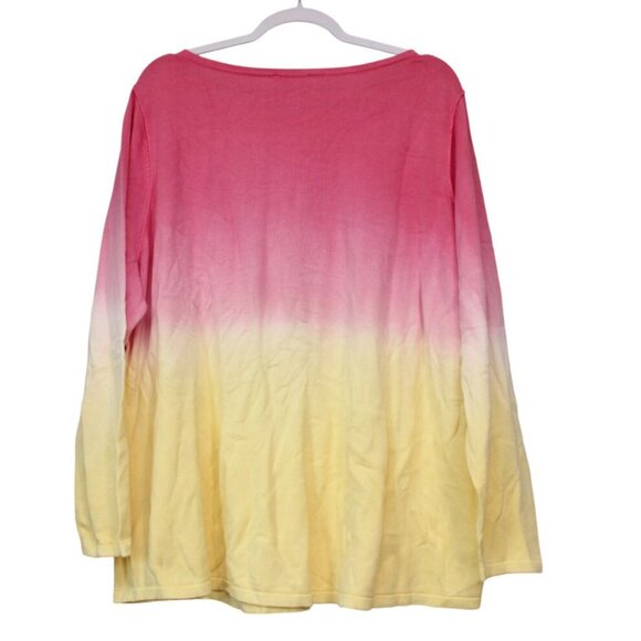 NWT Belle Beach Kim Gravel Blouse Size 3X Pink Yellow Colorful Cotton Stretch - Picture 7 of 11